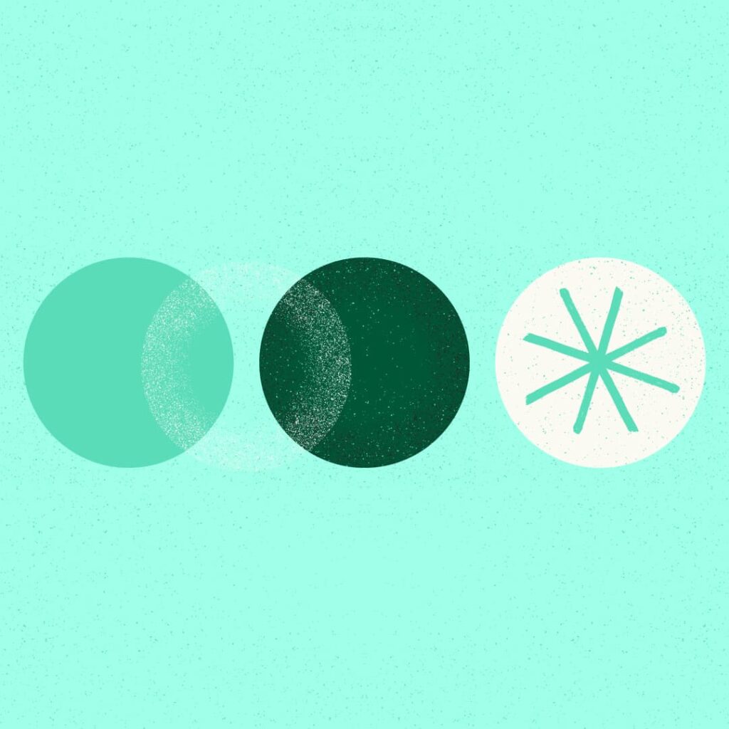 An illustration of three circles, one highlighted with a star shape.